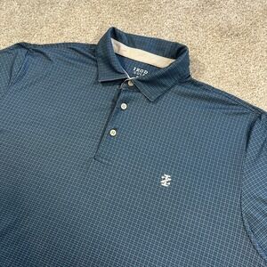 IZOD Golf Polo Shirt‎ XL Blue Check Pattern Short Sleeve Performance Stretch